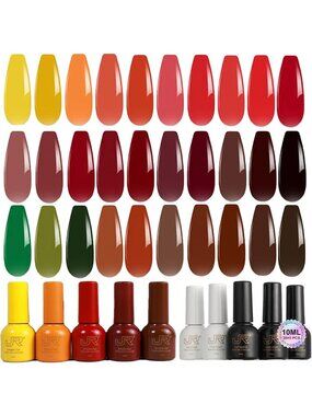 35pcs Gel Nail Polish Set - Dark Colors, Base & Top Coat, Perfect for Nail Art